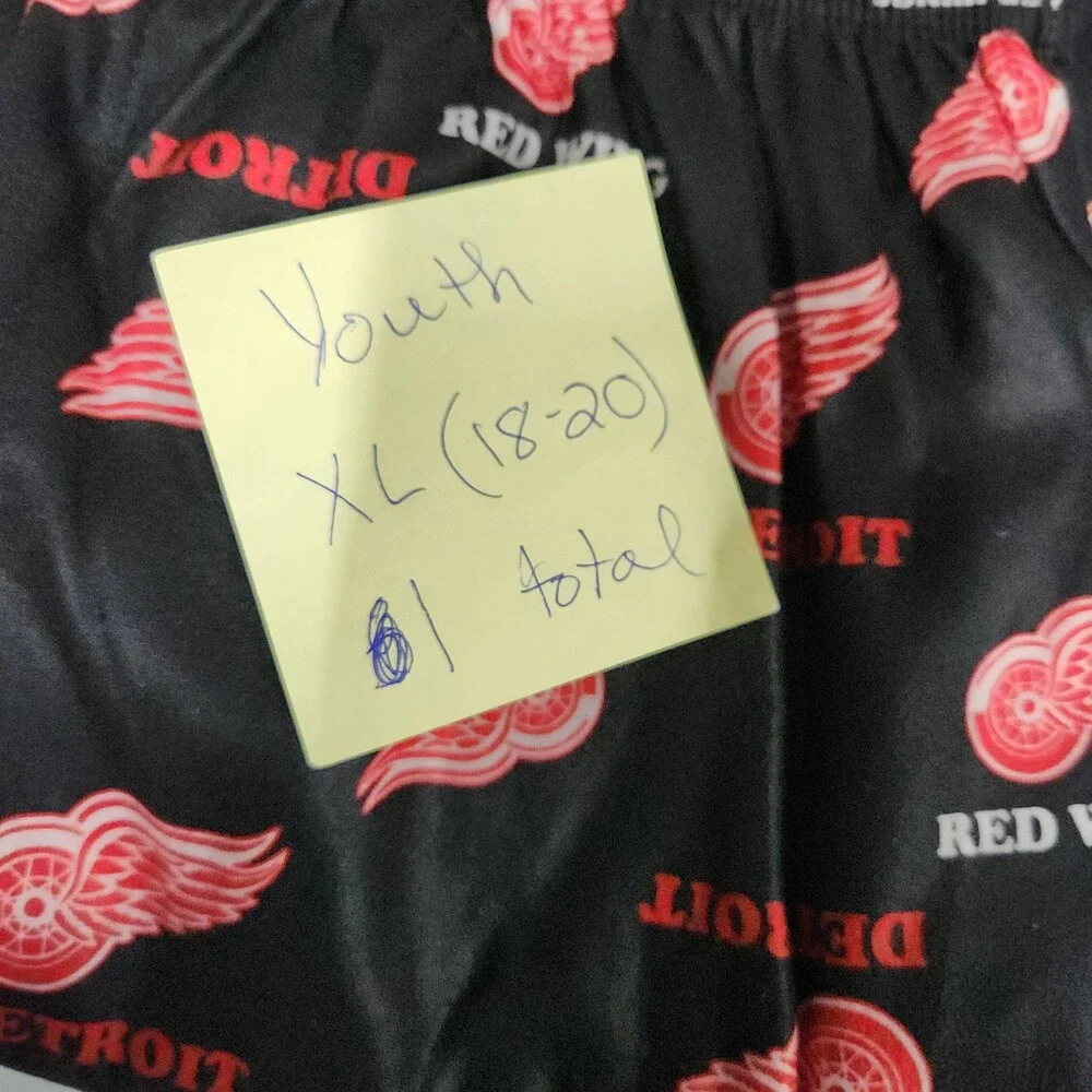 Nhl Detroit Red Wings Youth Flame Resistant Sleep Pants Xl 18-20 Black 141